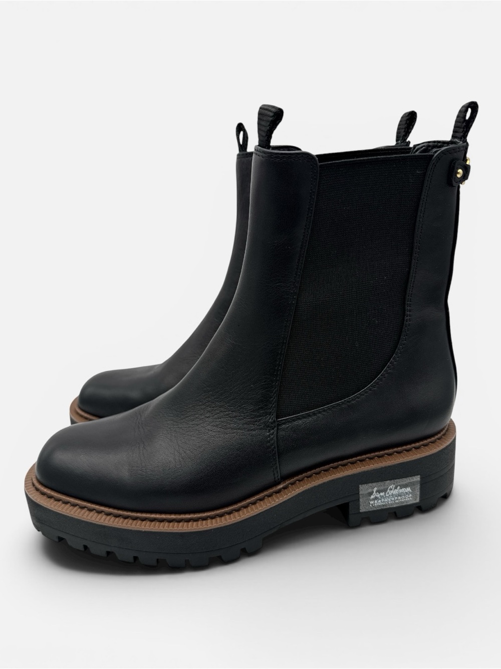 Sam Edelman Laguna Chelsea Boots Black Waterproof Leather Women’s Size 9.5 M